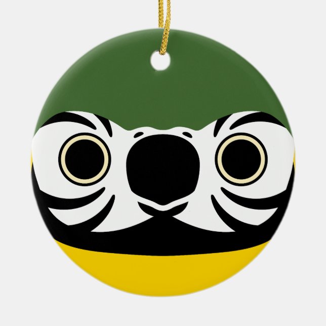 The face of a Blue-and-yellow macaw Ceramic Tree Decoration (Front)