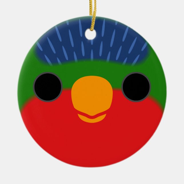 The face of a Blue-crowned lorikeet Ceramic Tree Decoration (Front)