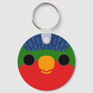 The face of a Blue-crowned lorikeet Key Ring