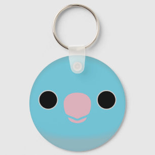 The face of a blue female Pacific parrotlet Key Ring