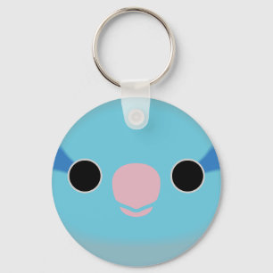 The face of a blue male Pacific parrotlet Key Ring