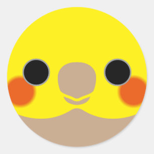 The face of a cinnamon male cockatiel classic round sticker
