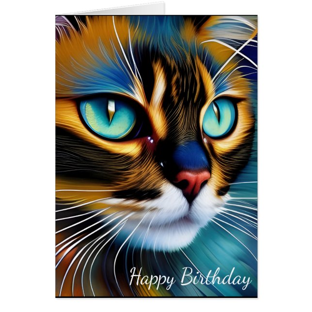 The Face of a cute Lynx point Siamese Birthday (Front)