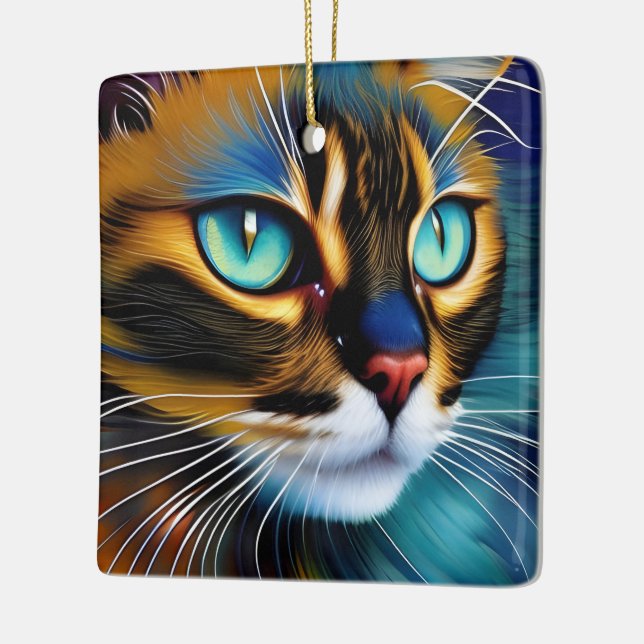 The Face of a cute Lynx point Siamese Ceramic Ornament (Left)