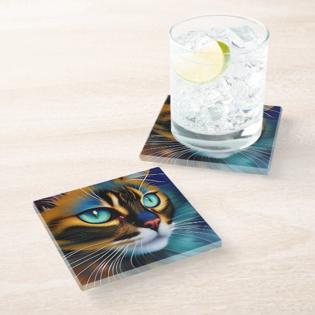 The Face of a cute Lynx point Siamese Glass Coaster (Angled)