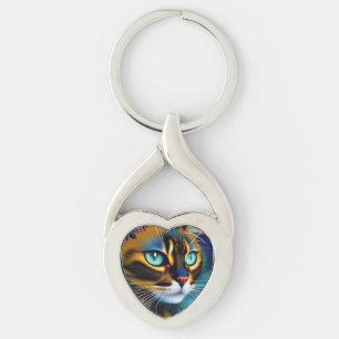 The Face of a cute Lynx point Siamese Key Ring