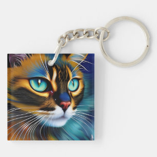 The Face of a cute Lynx point Siamese Key Ring