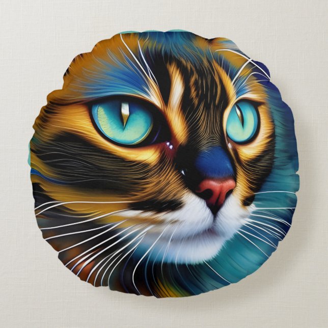 The Face of a cute Lynx point Siamese Round Cushion (Front)