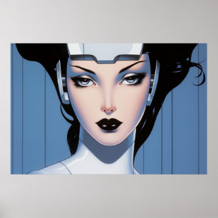 The Face of a Cyborg airbrush painting Poster