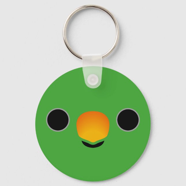The face of a Eclectus Parrot (Male) Key Ring (Front)