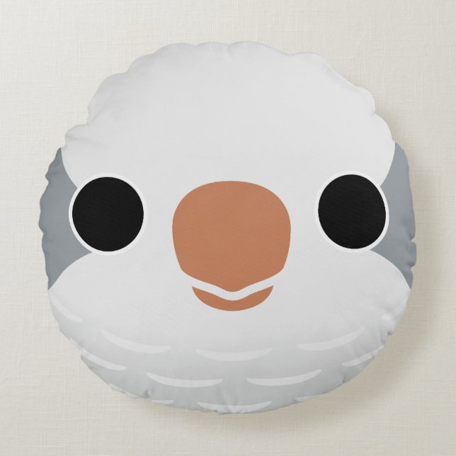 The face of a Grey Monk Parakeet Round Cushion (Front)
