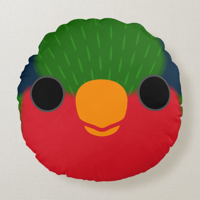 The face of a Kuhl's lorikeet Round Cushion (Front)