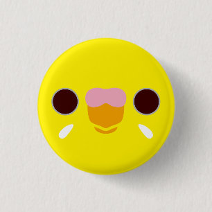 The face of a lutino budgie 3 cm round badge