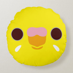 The face of a lutino budgie round cushion