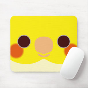 The face of a lutino cockatiel mouse mat