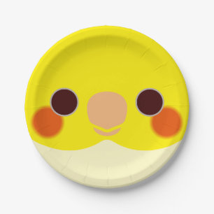 The face of a lutino cockatiel paper plate