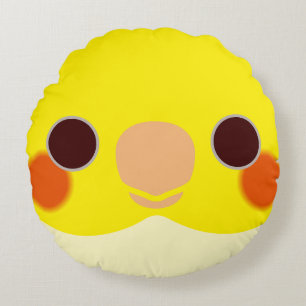 The face of a lutino cockatiel round cushion
