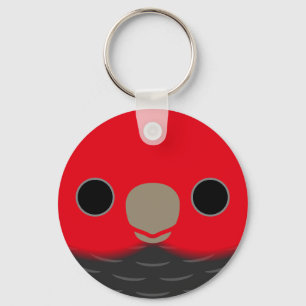 The face of a male Gang-gang cockatoo Key Ring