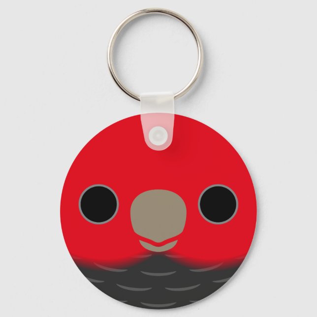 The face of a male Gang-gang cockatoo Key Ring (Front)