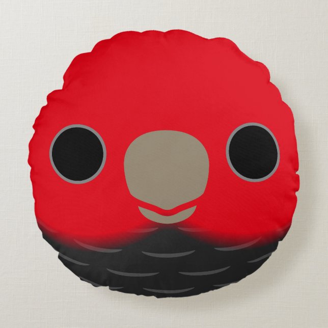 The face of a male Gang-gang cockatoo Round Cushion (Front)