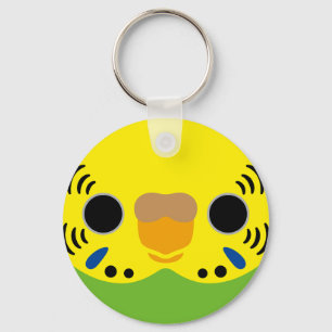 The face of a normal female budgie key ring