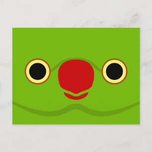 The face of a normal female Rose-ringed parakeet Holiday Postcard