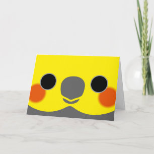 The face of a normal grey male cockatiel card