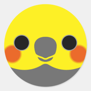 The face of a normal grey male cockatiel classic round sticker