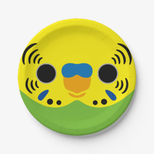 The face of a normal male budgie paper plate