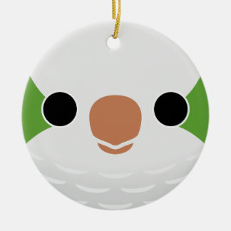 The face of a Normal Monk Parakeet Ceramic Tree Decoration