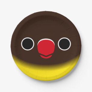 The face of a normal yellow-collared lovebird paper plate