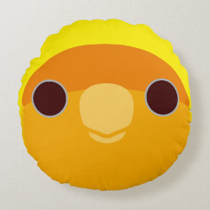 The face of a orange-faced lutino peach-faced love round cushion
