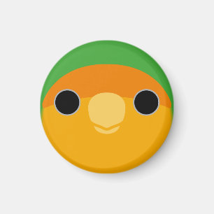 The face of a orange-faced peach-faced lovebird magnet