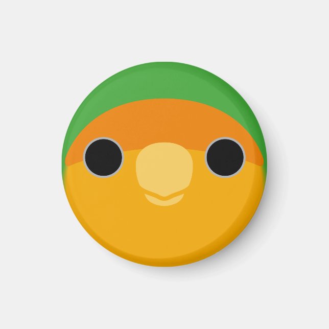 The face of a orange-faced peach-faced lovebird magnet (Front)