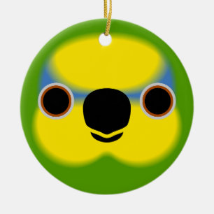The face of a Orange-winged amazon Ceramic Tree Decoration