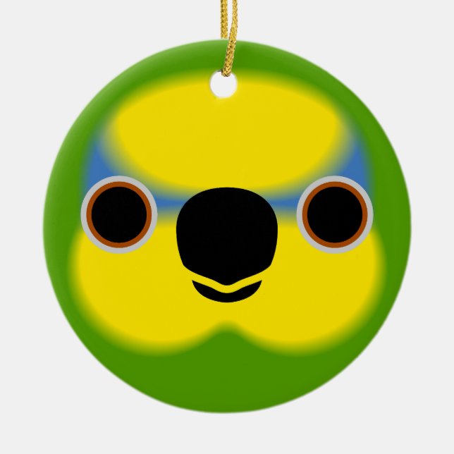 The face of a Orange-winged amazon Ceramic Tree Decoration (Front)