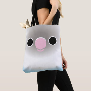 The face of a Pastel blue masked lovebird Tote Bag