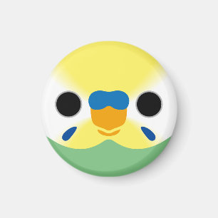 The face of a pastel rainbow male budgie (green) magnet