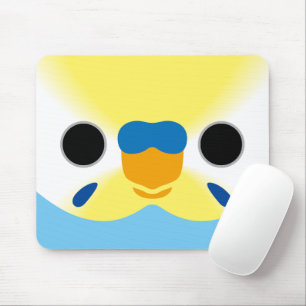 The face of a pastel rainbow male budgie mouse mat