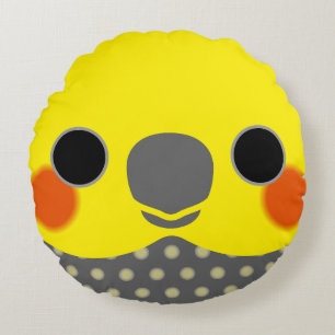 The face of a Pearl male cockatiel Round Cushion