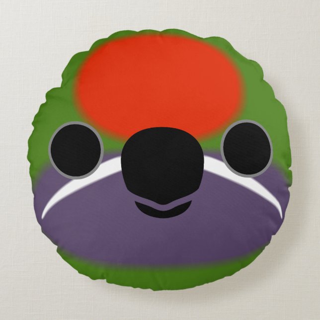The face of a Plum-faced lorikeet Round Cushion (Front)