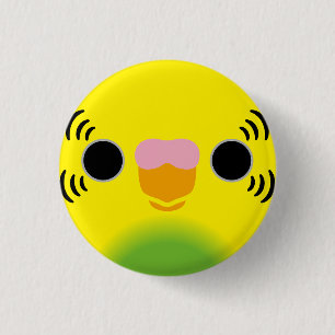 The face of a recessive pied budgie 3 cm round badge