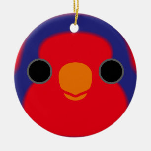 The face of a Red-and-blue Lory Ceramic Tree Decoration