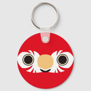 The face of a Red-and-green macaw Key Ring