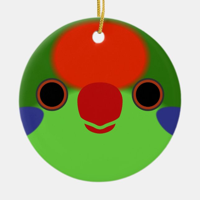 The face of a Red-fronted lorikeet Ceramic Tree Decoration (Front)
