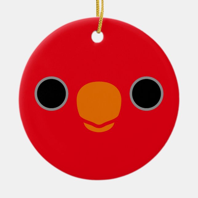 The face of a Red Lory Ceramic Tree Decoration (Front)
