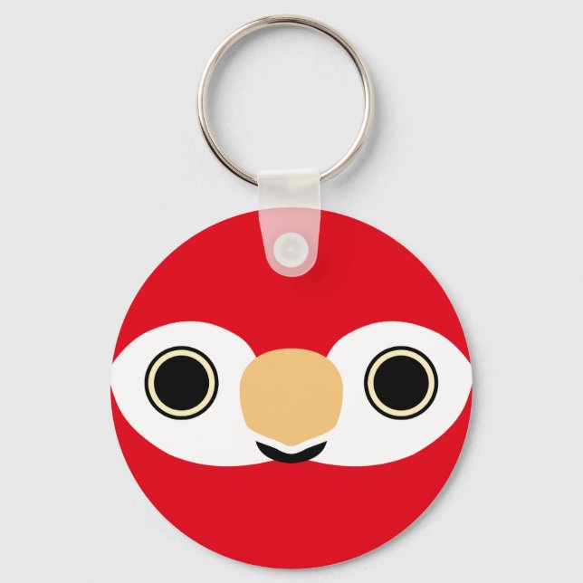The face of a Scarlet macaw Key Ring (Front)