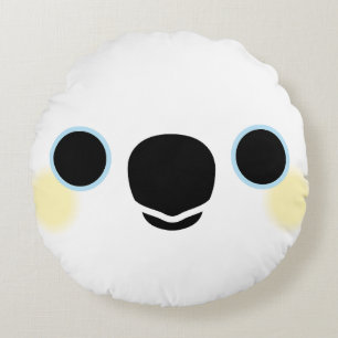 The face of a Sulphur-crested cockatoo Round Cushion