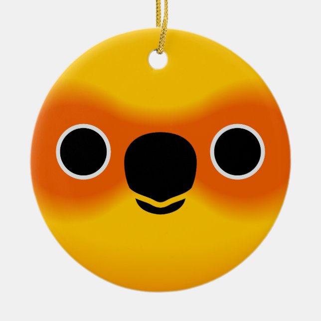 The face of a Sun Conure Ceramic Tree Decoration (Front)