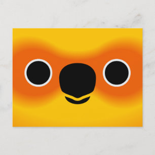 The face of a Sun Conure Holiday Postcard